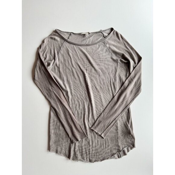 COTTON CITIZEN Vintage Taupe Grey Cotton Scoop Neck Raglan T-Shirt Top, Size S - Picture 5 of 12